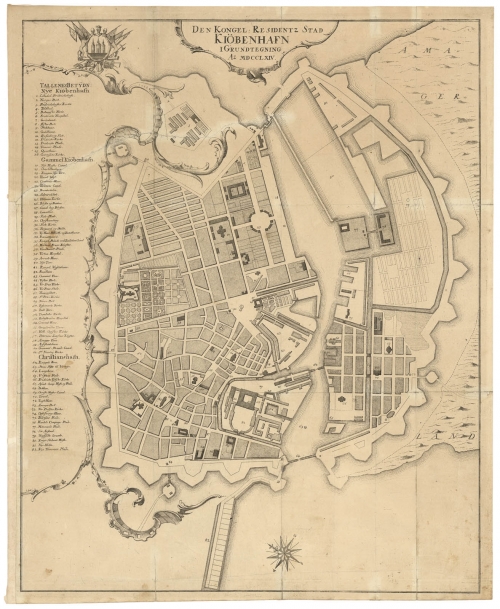 Den Kongel: Residentz Stad Kiobenhafn I Grundtegning Ao MDCCLXIV [1764] (Copenhagen)