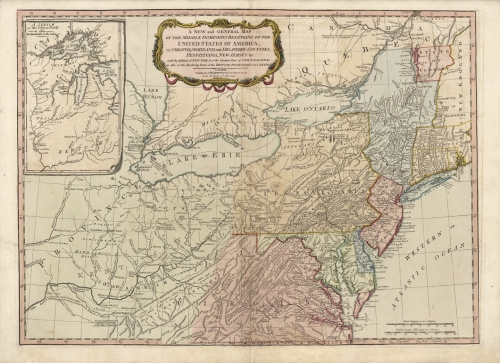 A New and General Map of the Middle Dominions Belonging to the United States of America, viz. Virginia, Maryland, the Delaware-Counties, Pennsylvania, New Jersey &c.