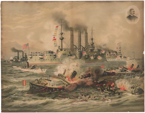Destruction of Admiral Cervera's Fleet at Santiago de Cuba, July 3rd 1898.