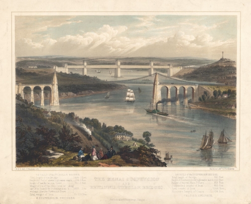 The Menai Suspension and Britannia Tubular Bridges.