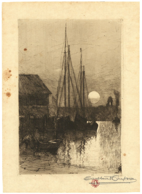 Moonlit Harbor. [Untitled]