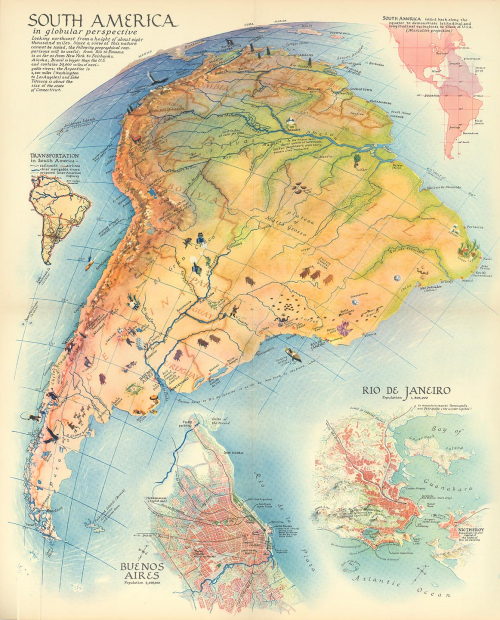 Fortune's Map of South America in Globular Perspective.