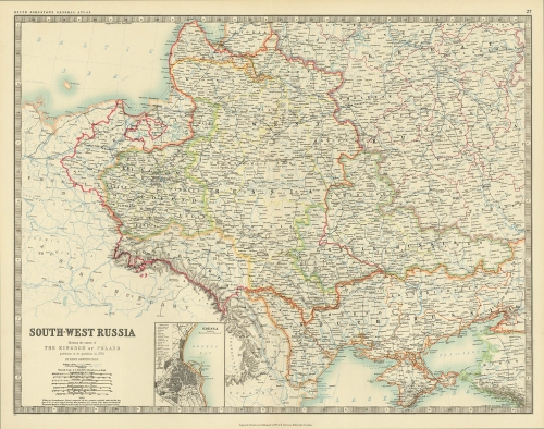 South-West Russia. Showing the extent of the Kingdom of Poland previous to its partition in 1772.