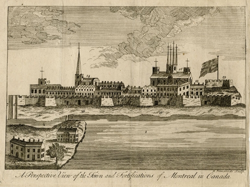 A Perspective View of the Town and Fortifications of Montreal in Canada.