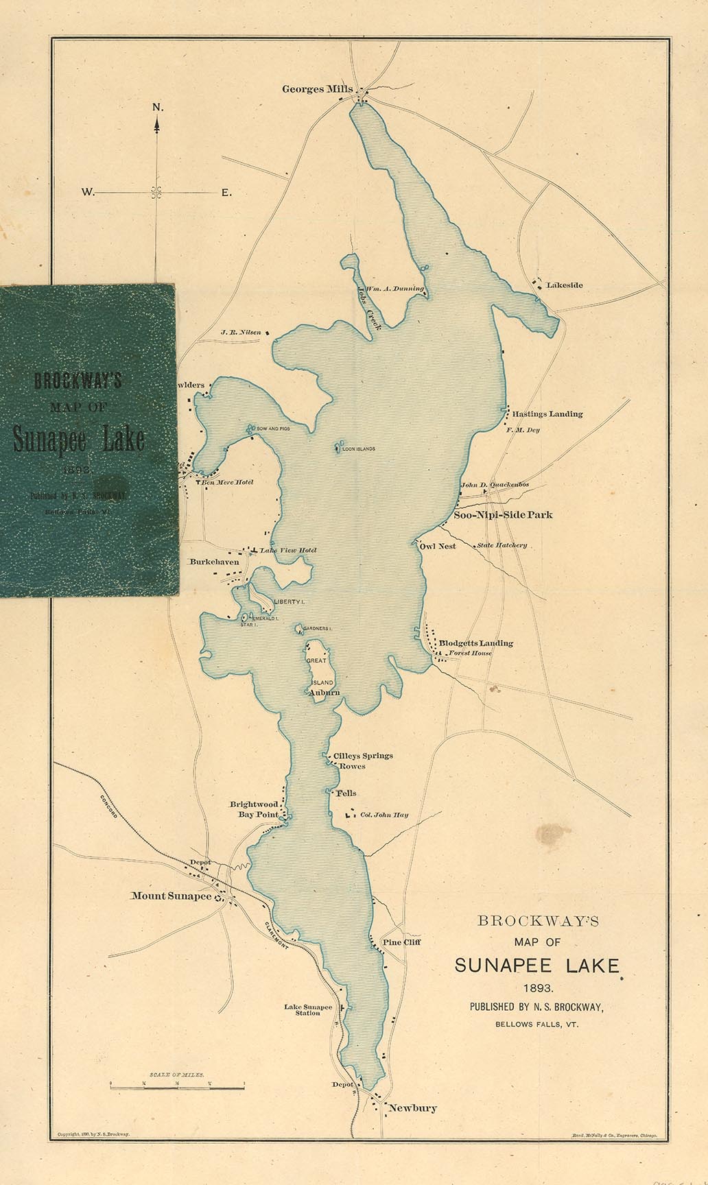 Brockway's map of Sunapee Lake, 1893.